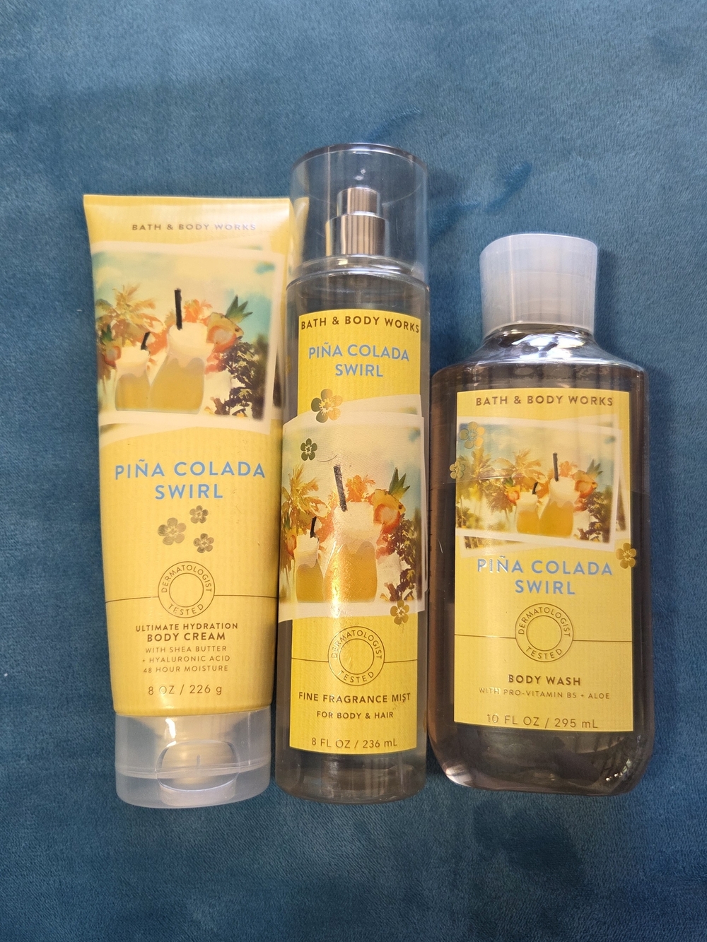 NWT Bath & Body Works Piña Colada Swirl 3pc Body Care Set